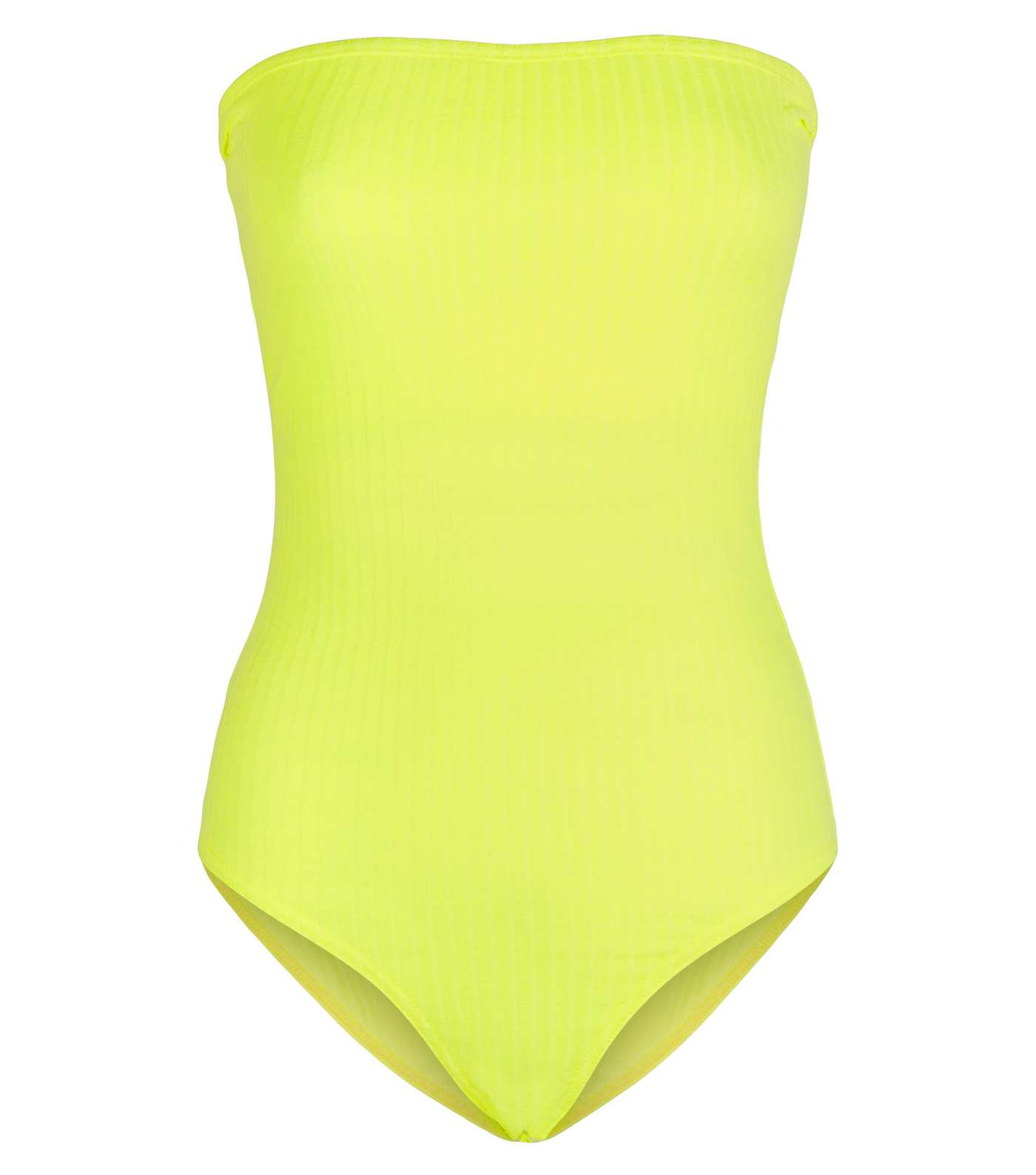 Yellow Neon Ribbed Bandeau Bodysuit Image 4