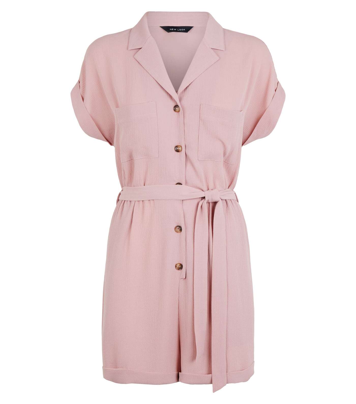 Pale Pink Revere Collar Playsuit Image 4