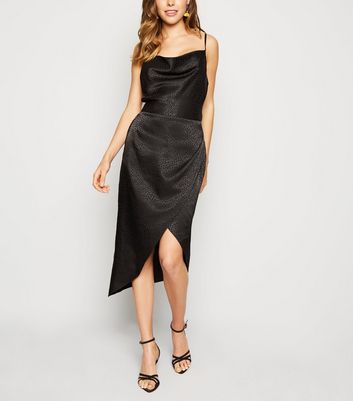 new look black satin dress