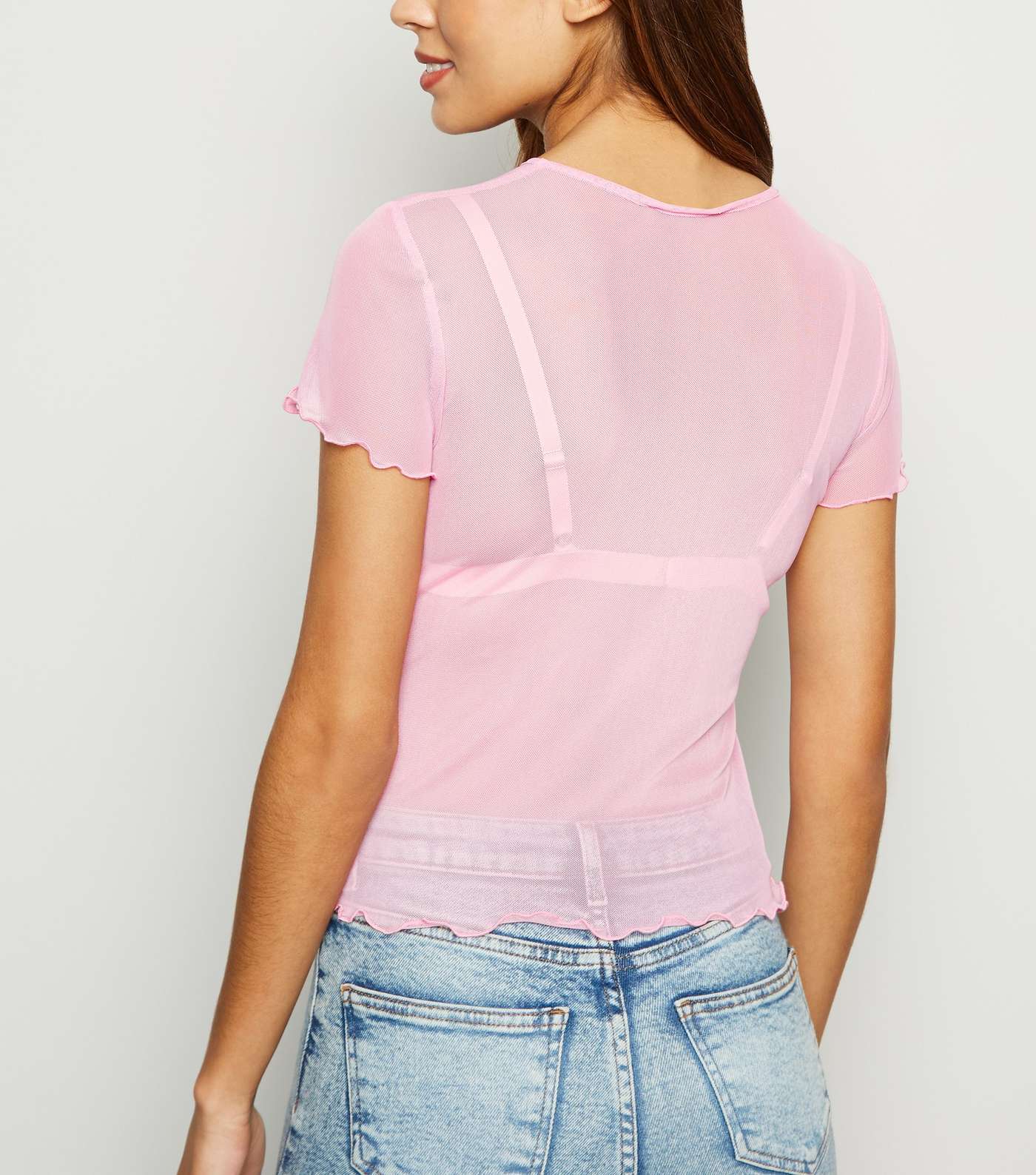 Pink Neon Mesh Short Sleeve T-Shirt Image 3