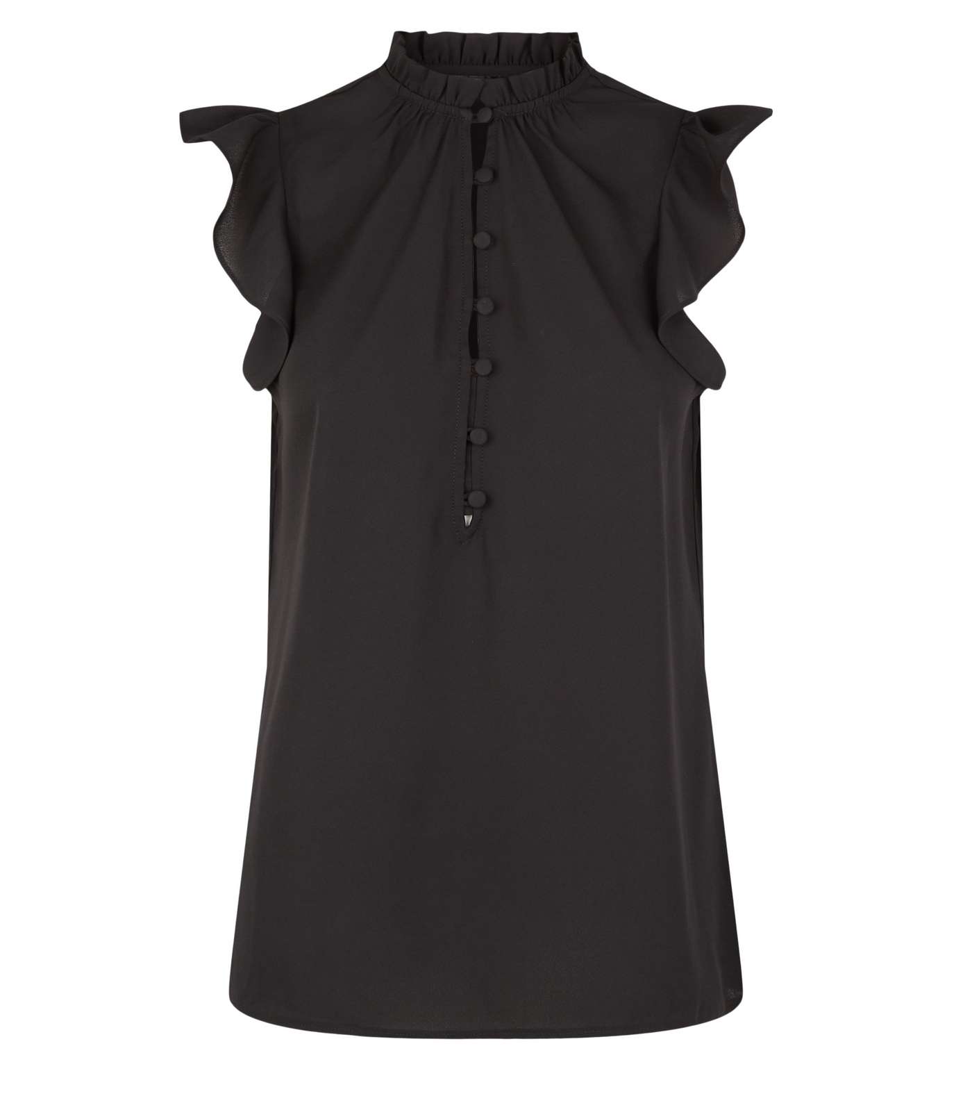 Black Button Up Sleeveless Shirt Image 4