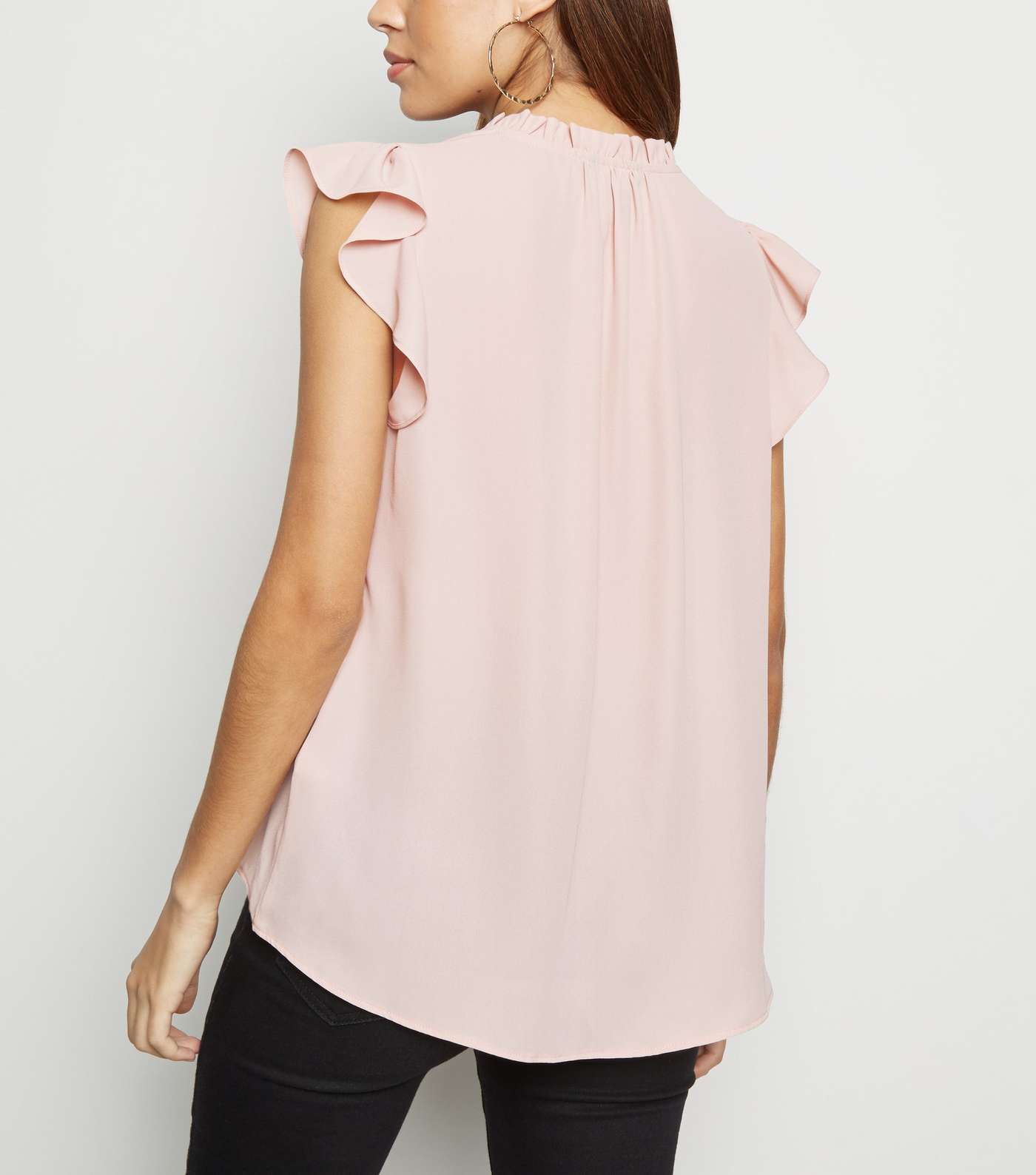 Pale Pink Button Up Sleeveless Shirt Image 3