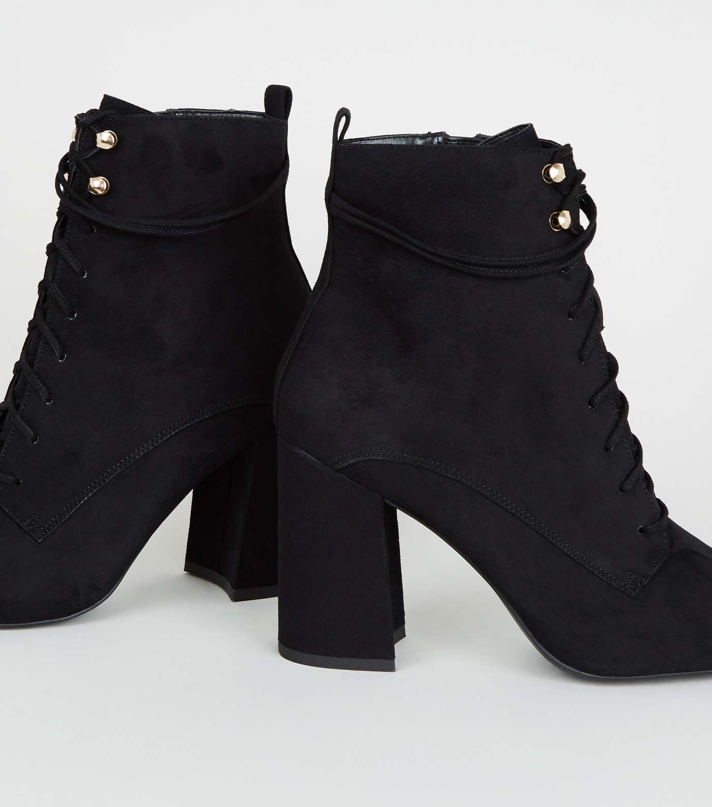 Black Pointed Lace-Up Boots Image 3