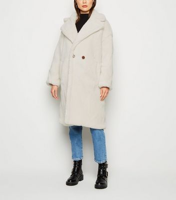 H&m teddy outlet coat white