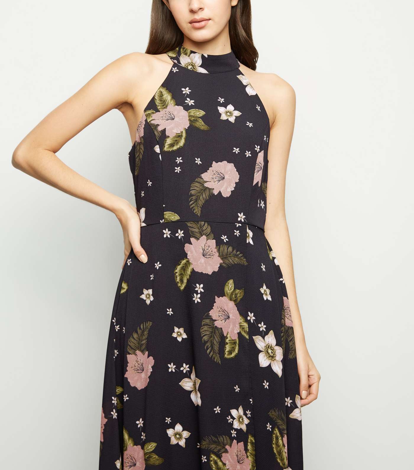 Mela Black Floral Dip Hem Maxi Dress  Image 2