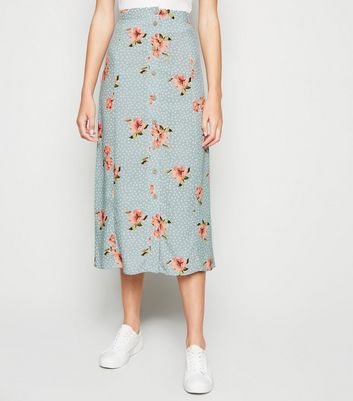 blue floral skirt new look