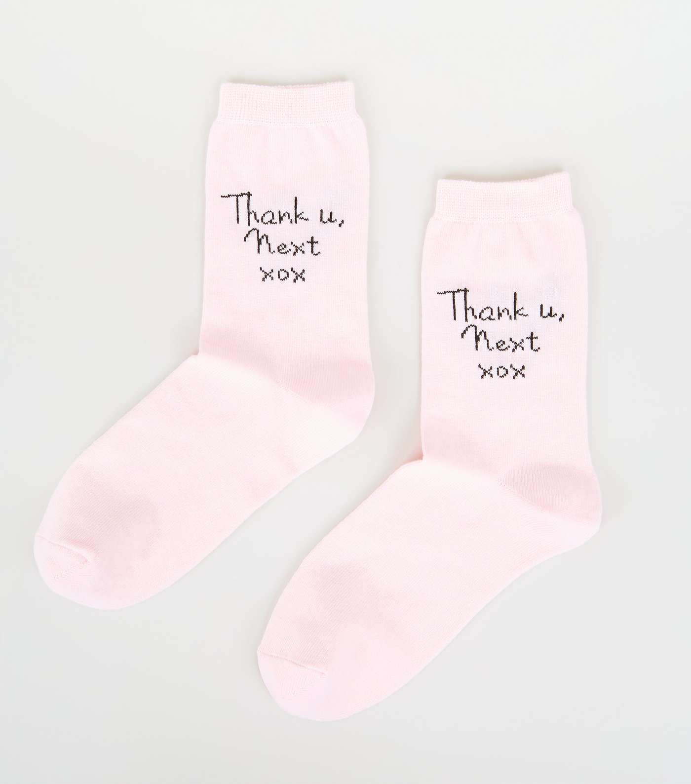 Pink Thank U Next Slogan Socks
