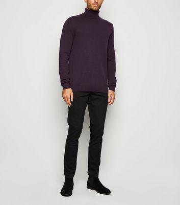 Image of Dark Purple Roll Neck Jumper New Look