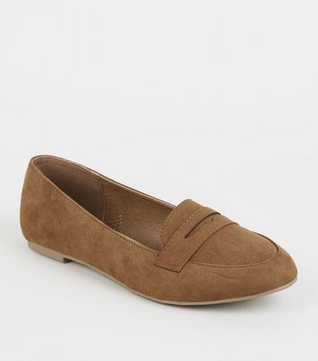 Tan Suedette Penny Loafers | New Look