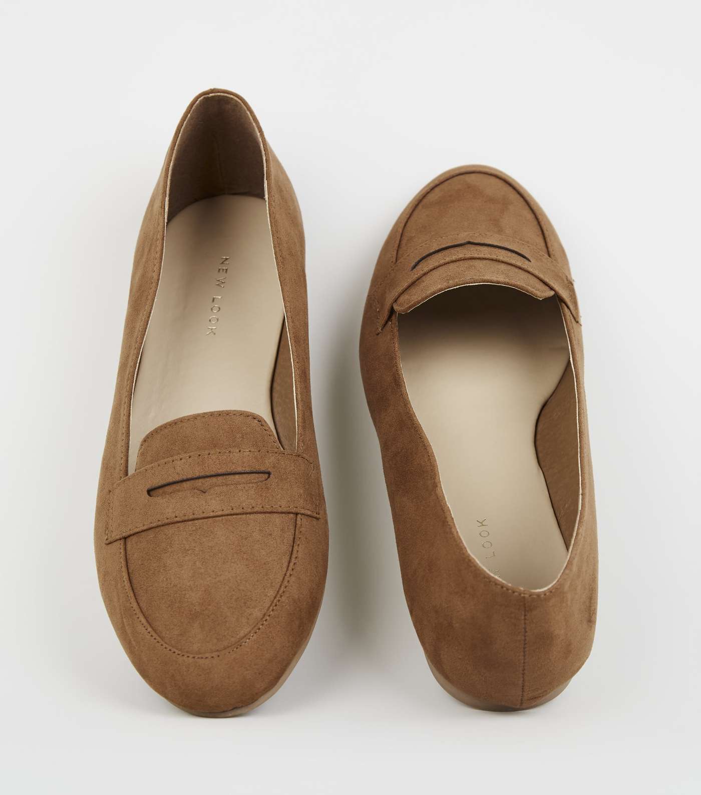 Tan Suedette Penny Loafers Image 4
