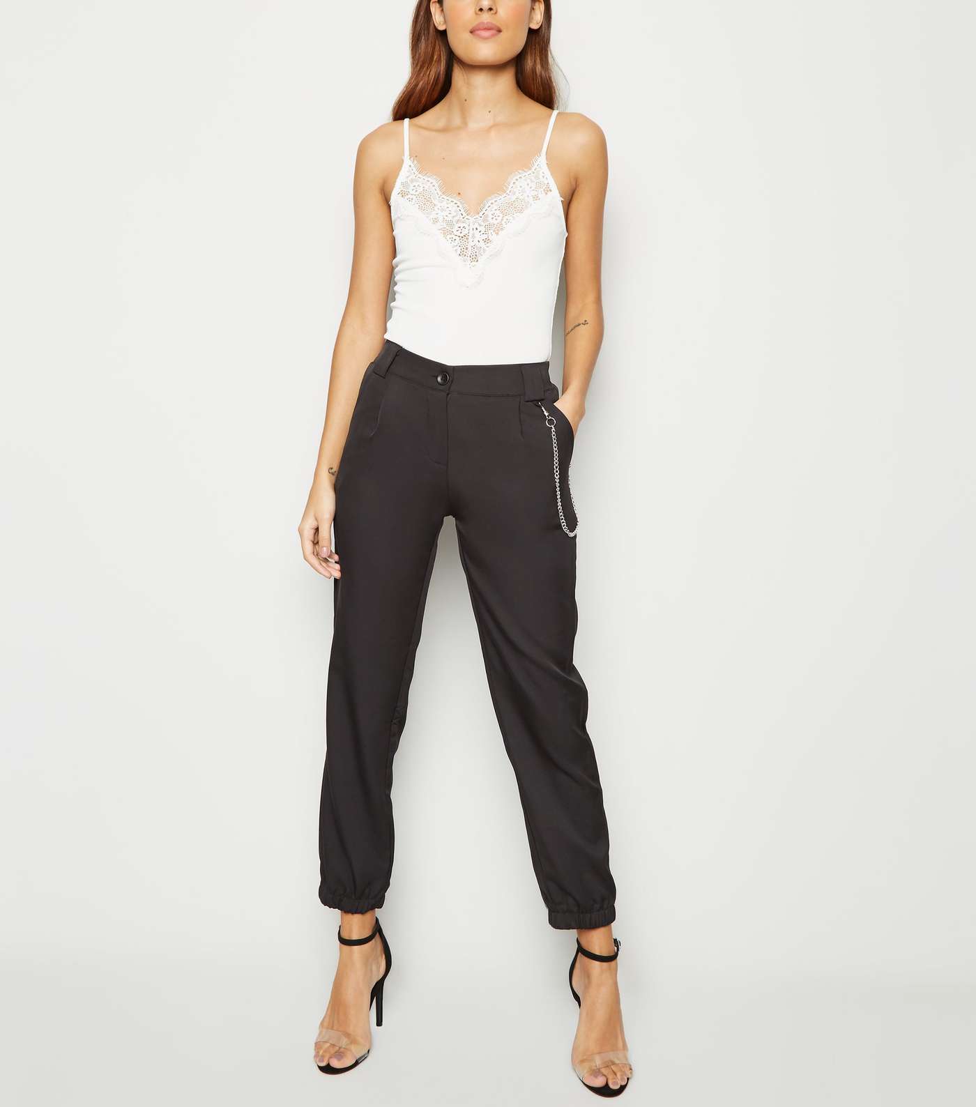 Cameo Rose Black Side Chain Trousers