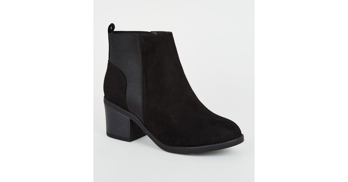 Wide Fit Black Suedette Chelsea Boots | New Look