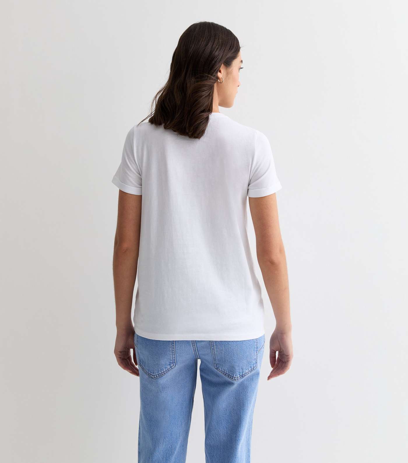 Maternity White Roll Sleeve T-Shirt Image 5