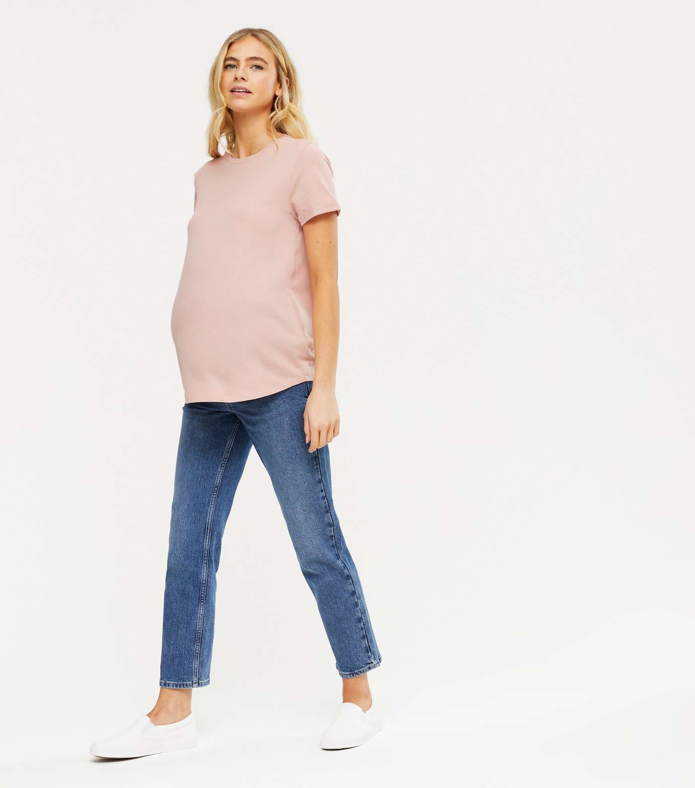 Maternity Pink Roll Sleeve T-Shirt Image 2