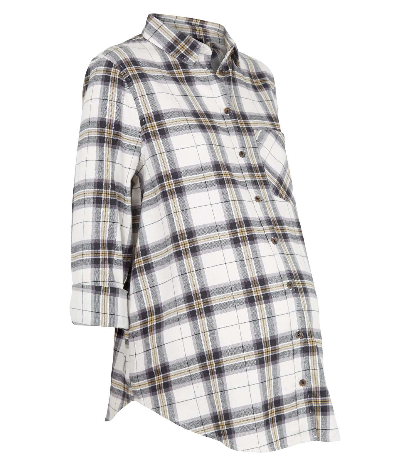 Maternity White Check Flannel Shirt Image 3