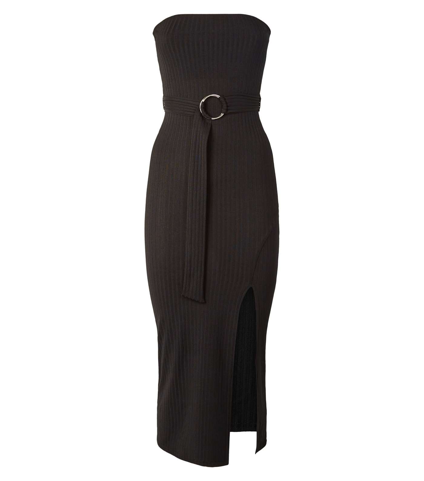Black Bandeau Belted Midi Dress Image 4
