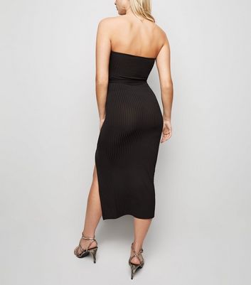 black bandeau midi dress