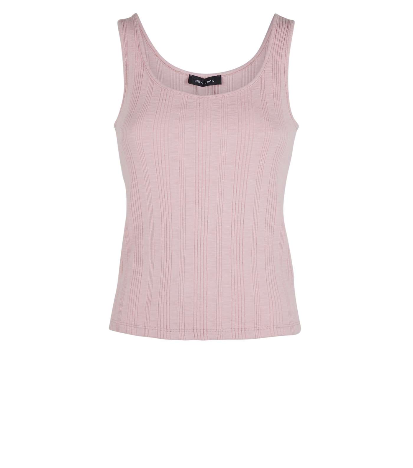 Pink Ribbed Scoop Neck Vest Image 4