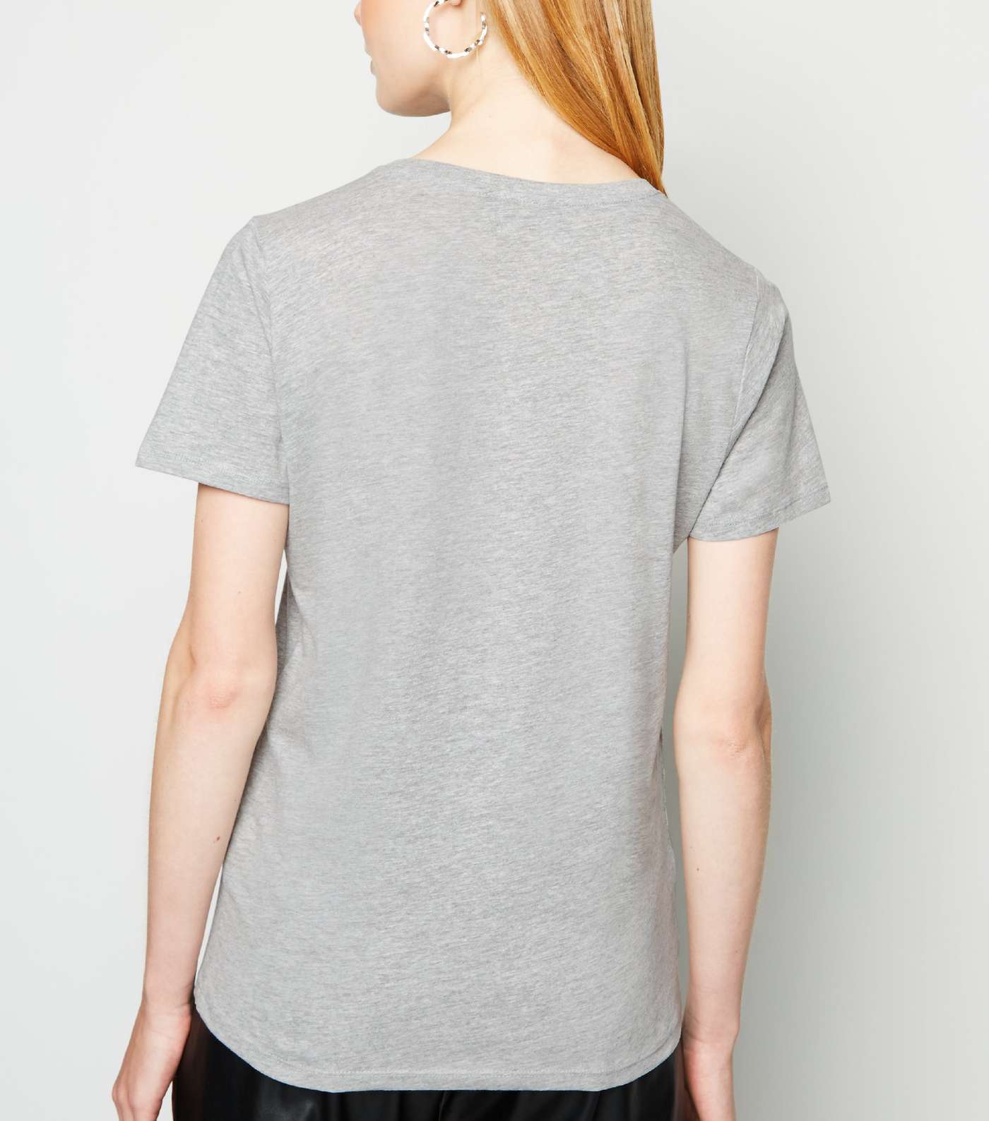 Grey Marl Roll Sleeve T-Shirt Image 3