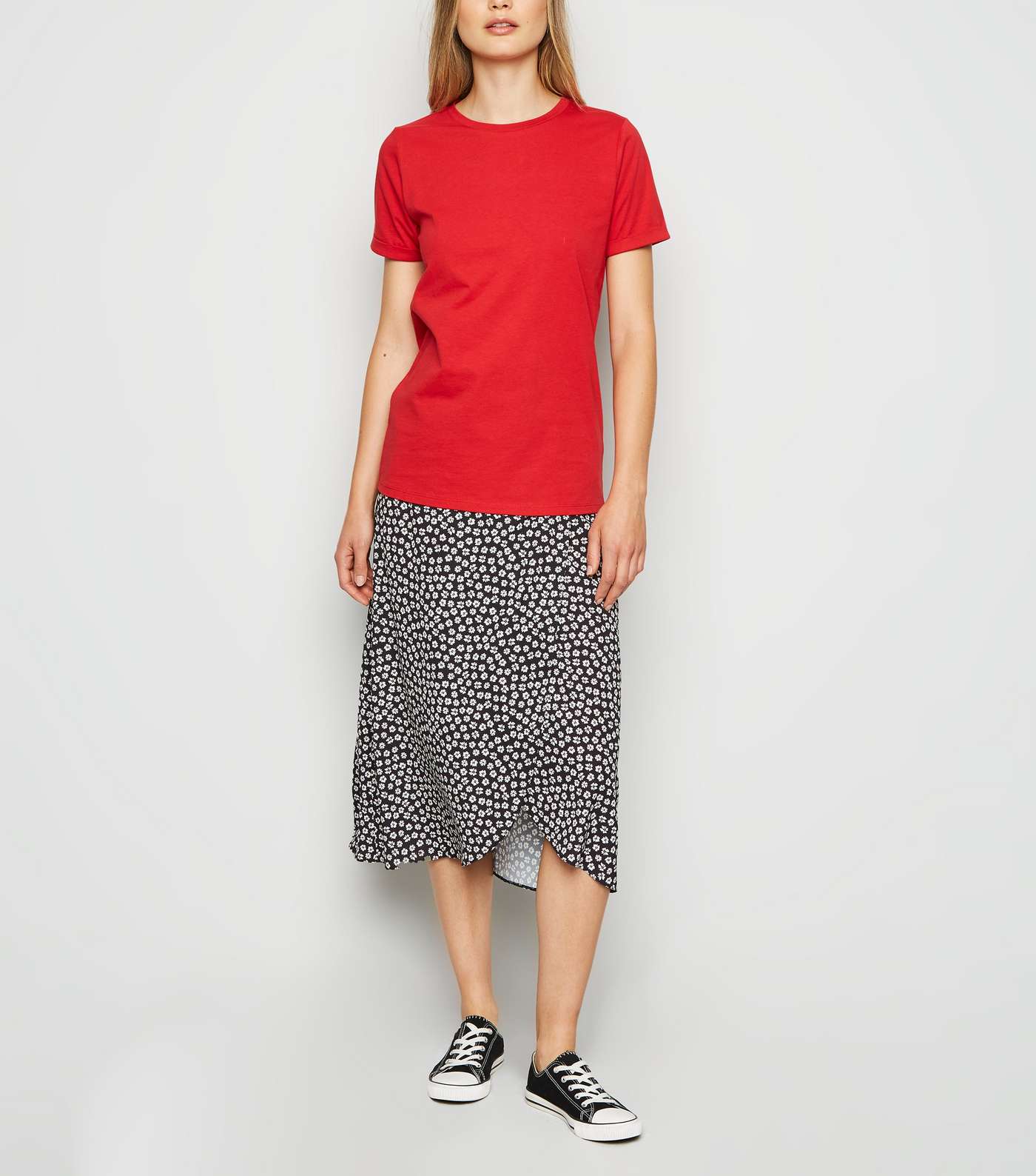 Red Roll Sleeve T-Shirt