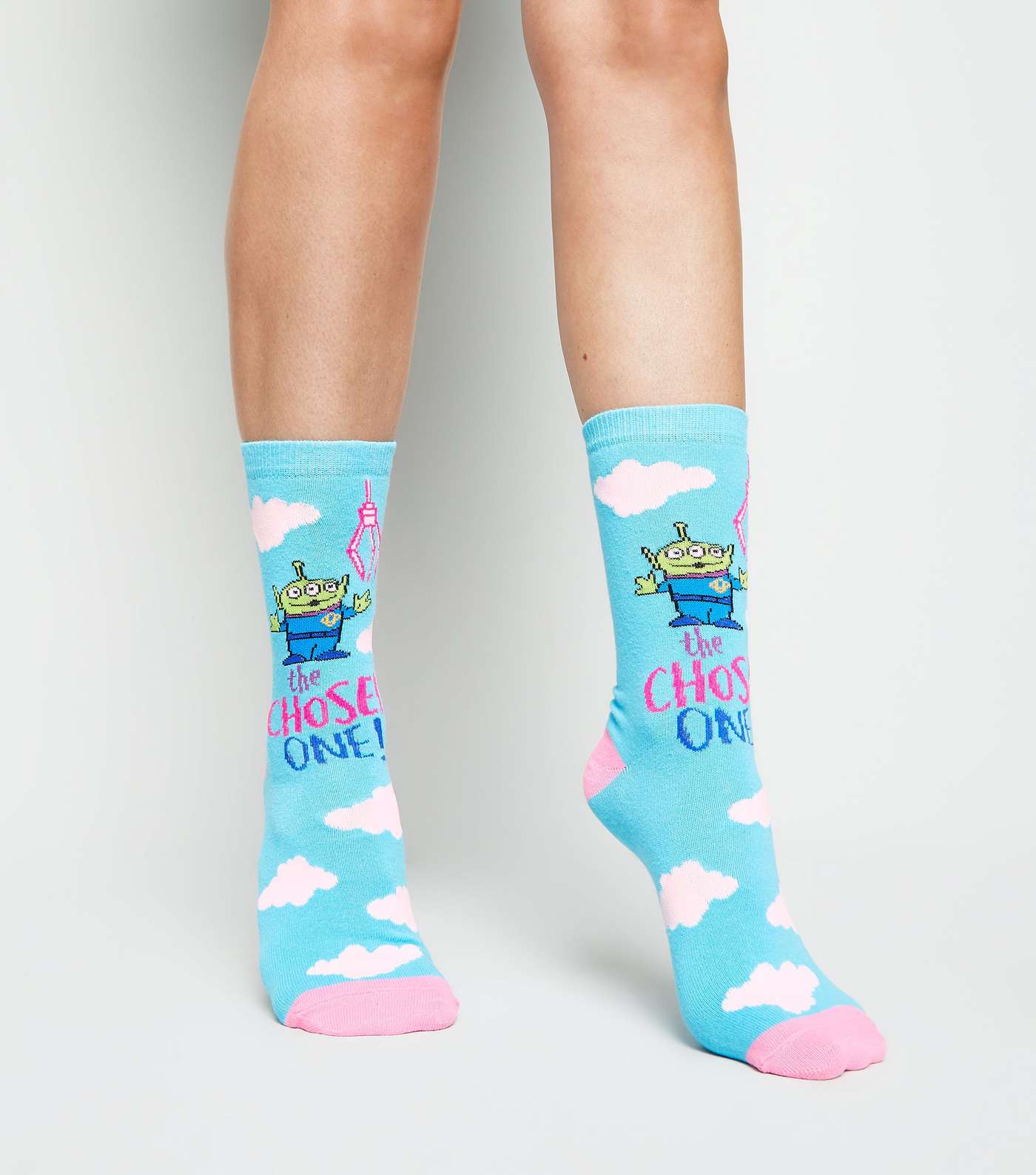 Pale Blue Toy Story Chosen One Slogan Socks Image 2