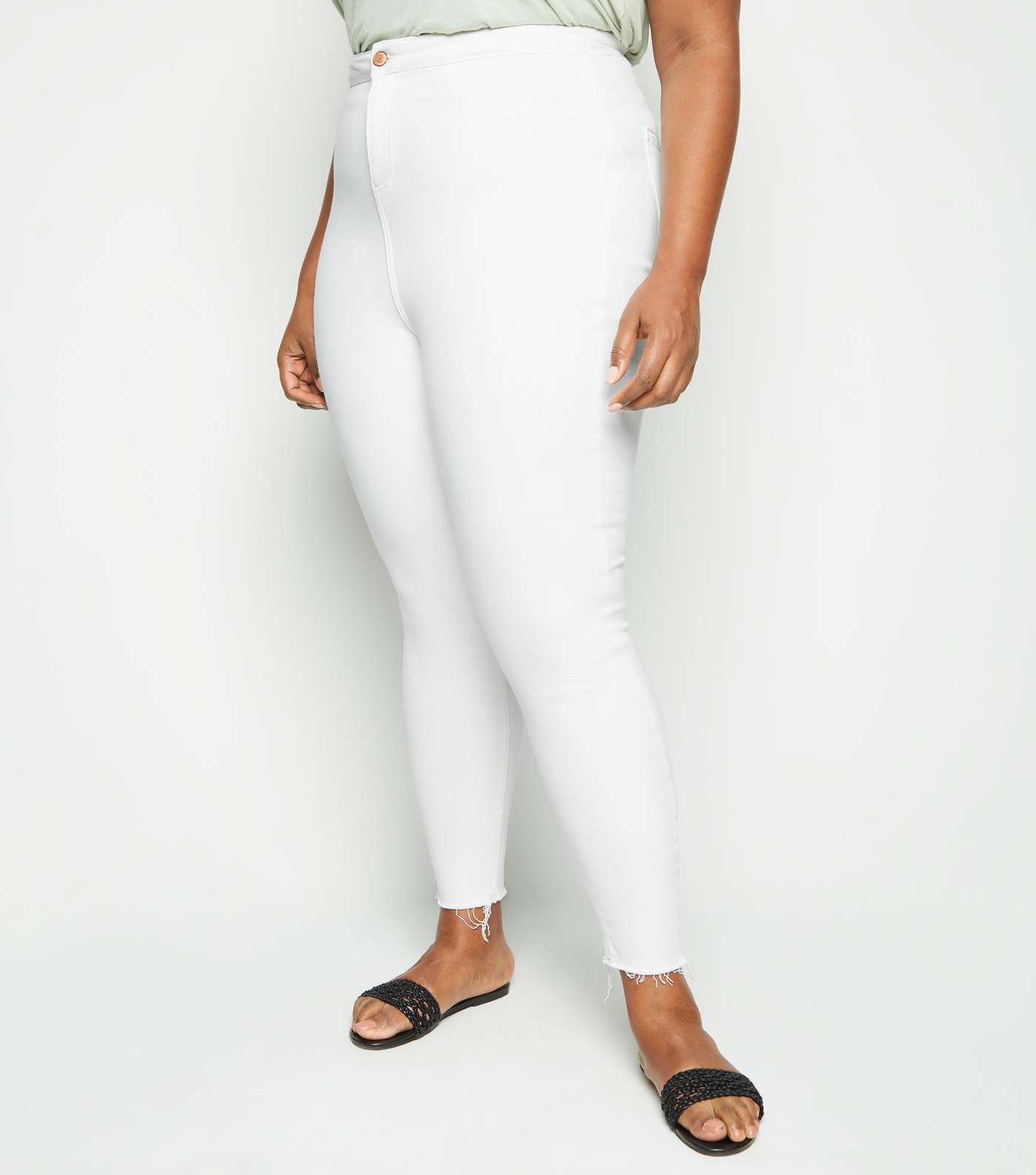 Curves White High Waist Super Skinny Jeans Image 2