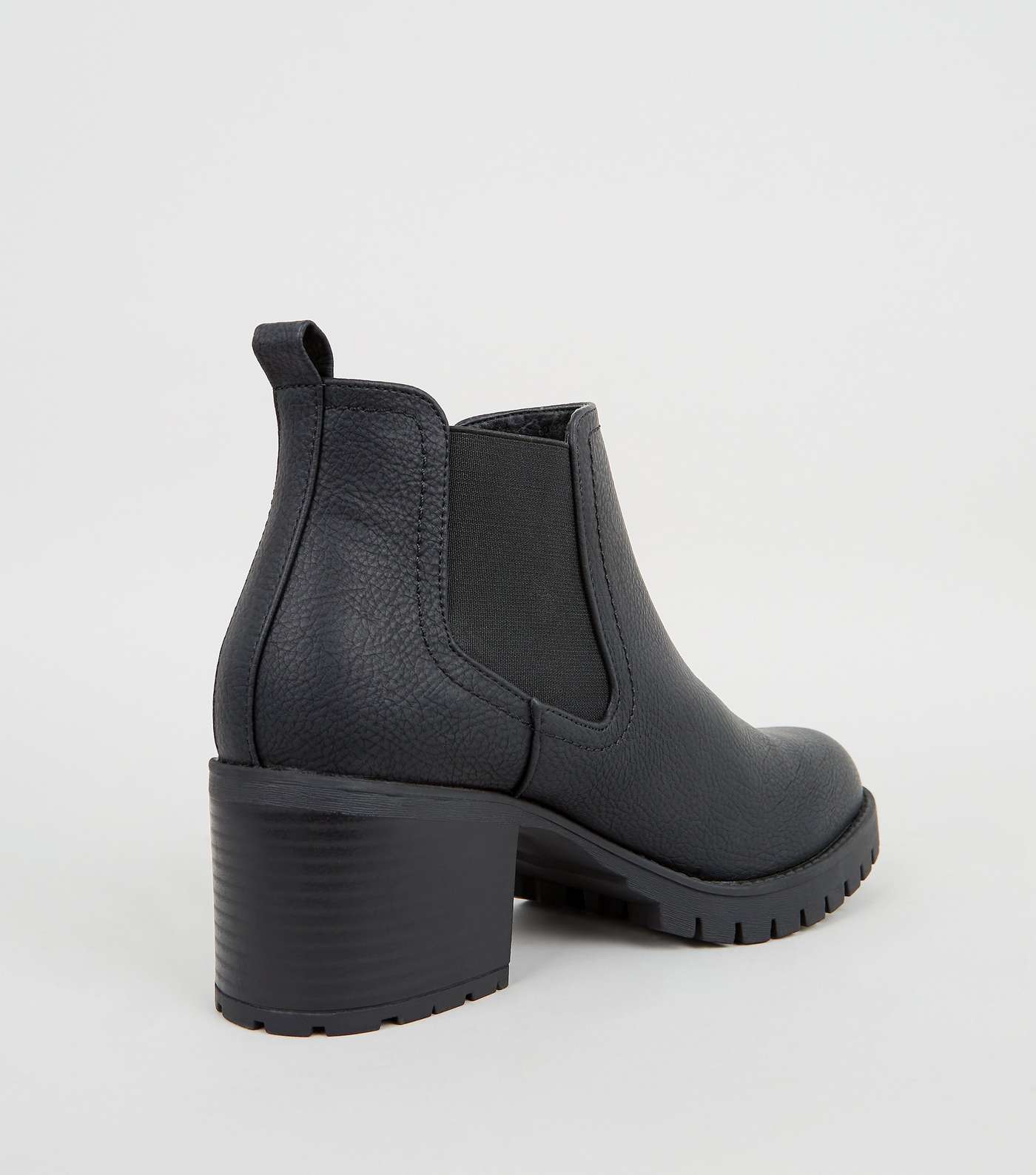 Black Leather-Look Cleated Chelsea Boots Image 4