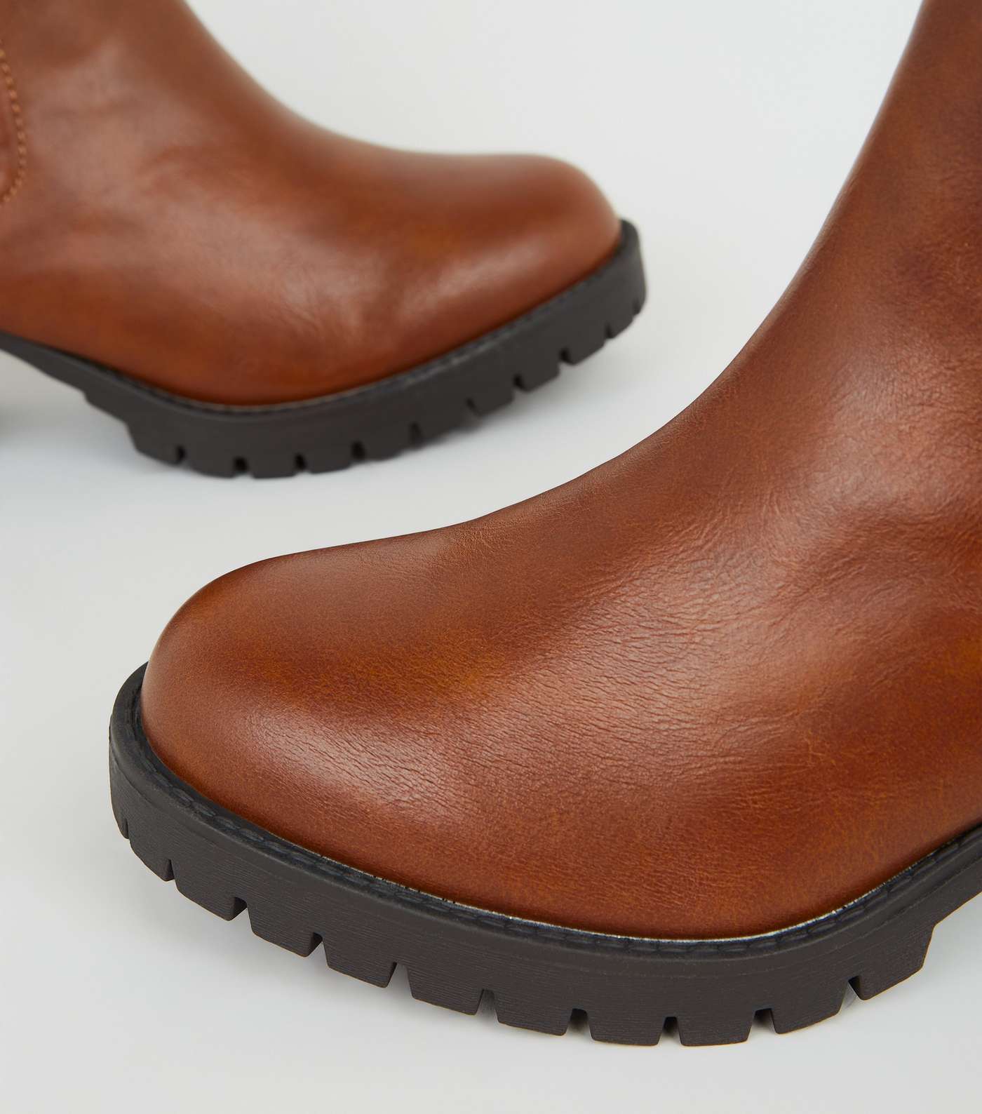 Tan Leather-Look Chunky Chelsea Boots Image 4