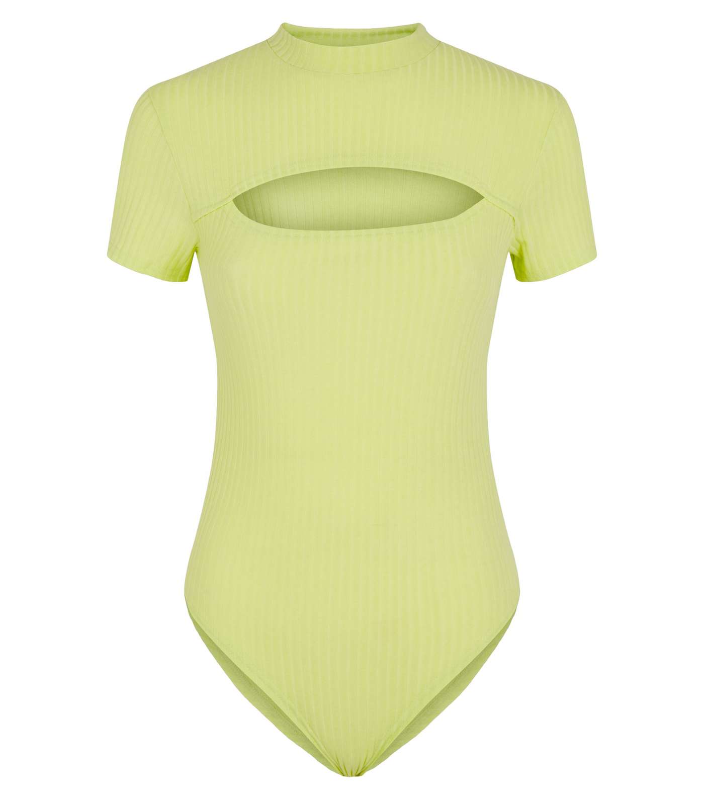 Green Ribbed Cut Out Bodysuit Image 4