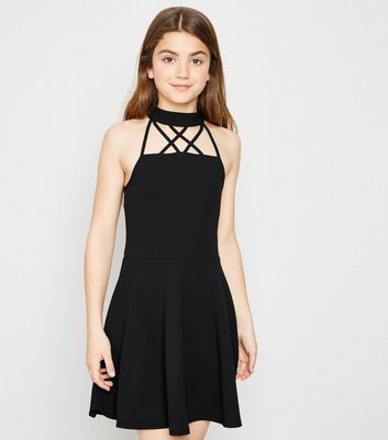 black skater dress new look