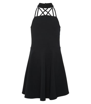 New look black skater dress best sale