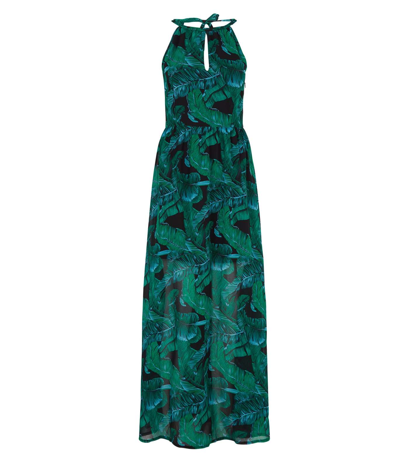 Blue Vanilla Green Leaf Print Maxi Dress Image 4