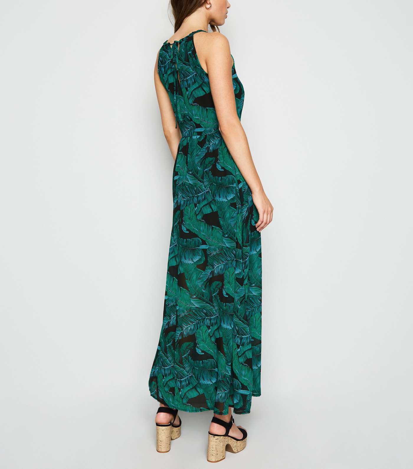 Blue Vanilla Green Leaf Print Maxi Dress Image 2