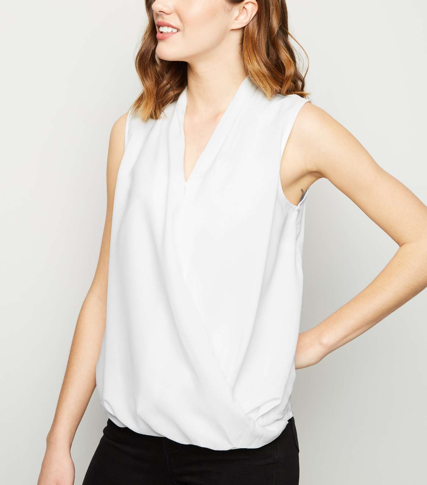 Apricot White Crossover Wrap Top