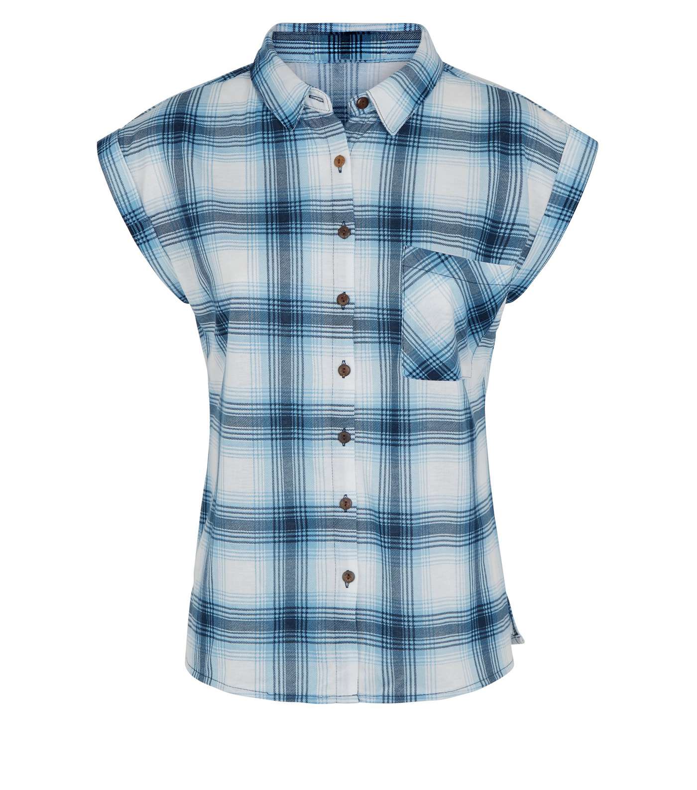 Apricot Blue Check Button Up Shirt Image 4