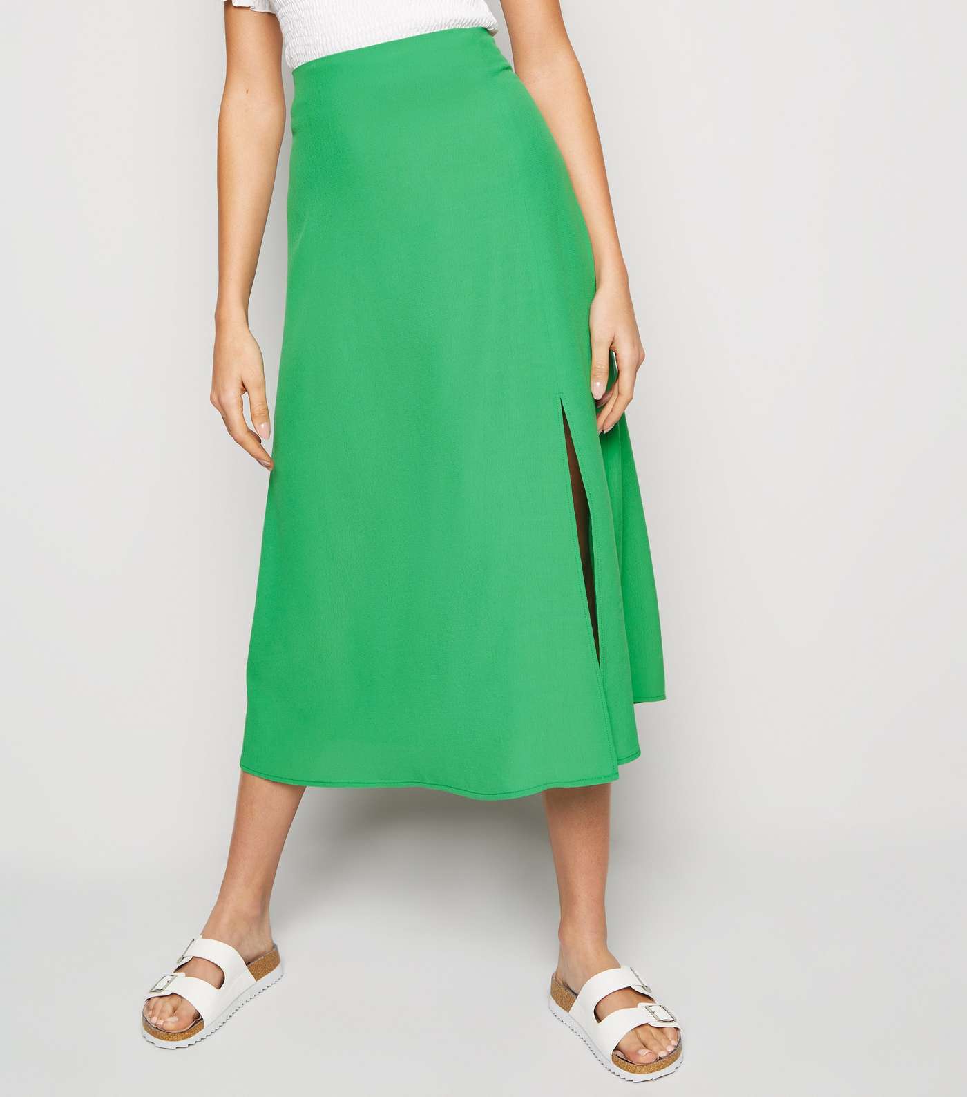Green Split Side Midi Skirt Image 2