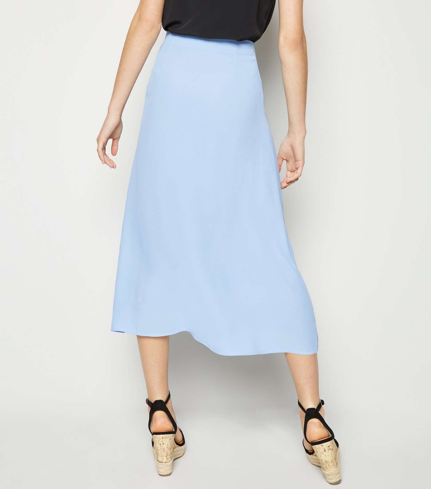 Pale Blue Split Side Midi Skirt Image 3