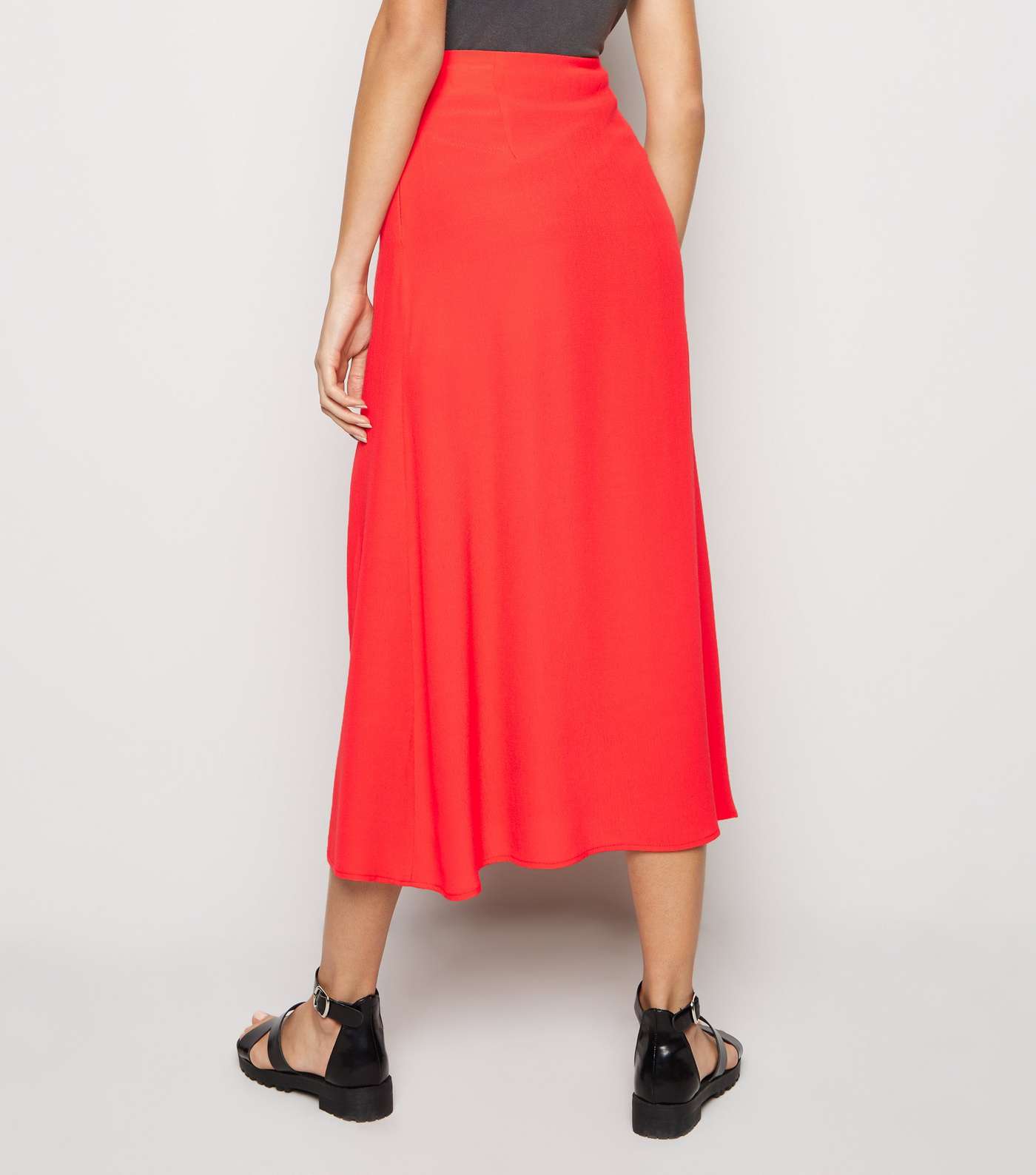Red Split Side Midi Skirt Image 3