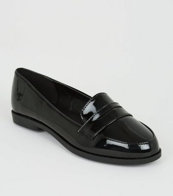 patent black loafers ladies
