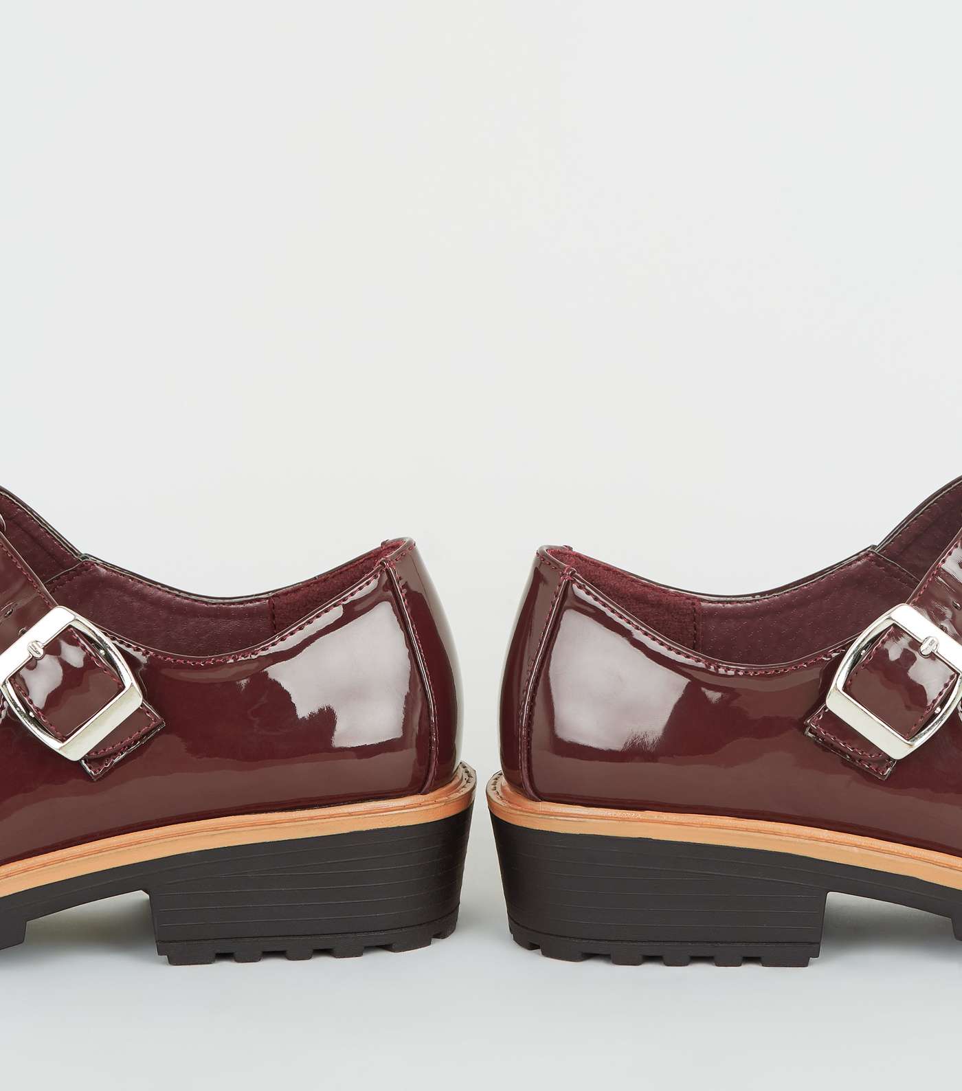 Girls Burgundy Patent T-Bar Shoes Image 4