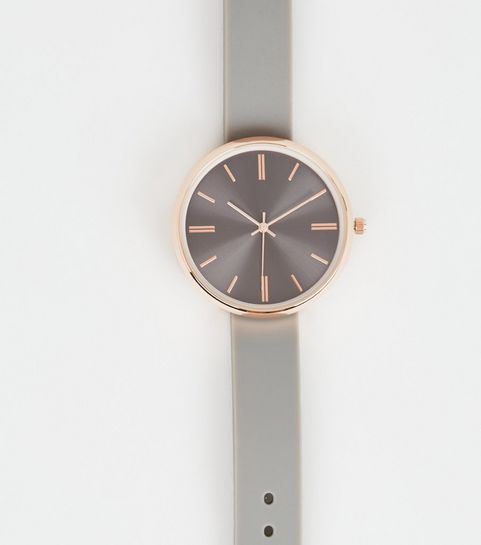 Grey Silicone Strap Analogue Watch