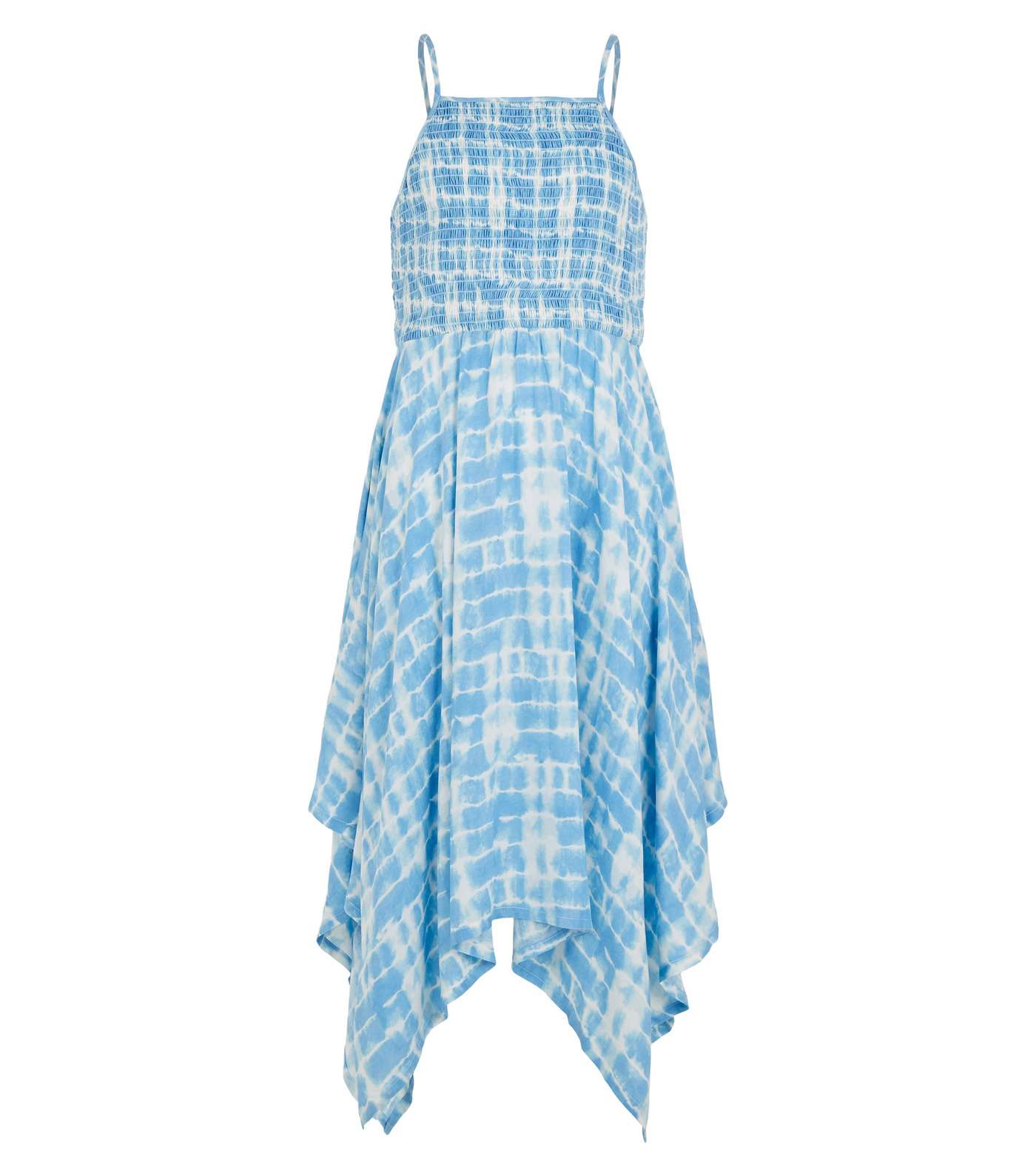 Girls Blue Tie Dye Hanky Hem Midi Dress Image 4