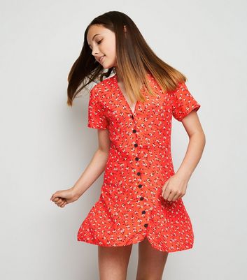 girls button up dress