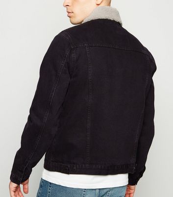 Borg lined black denim cheap jacket