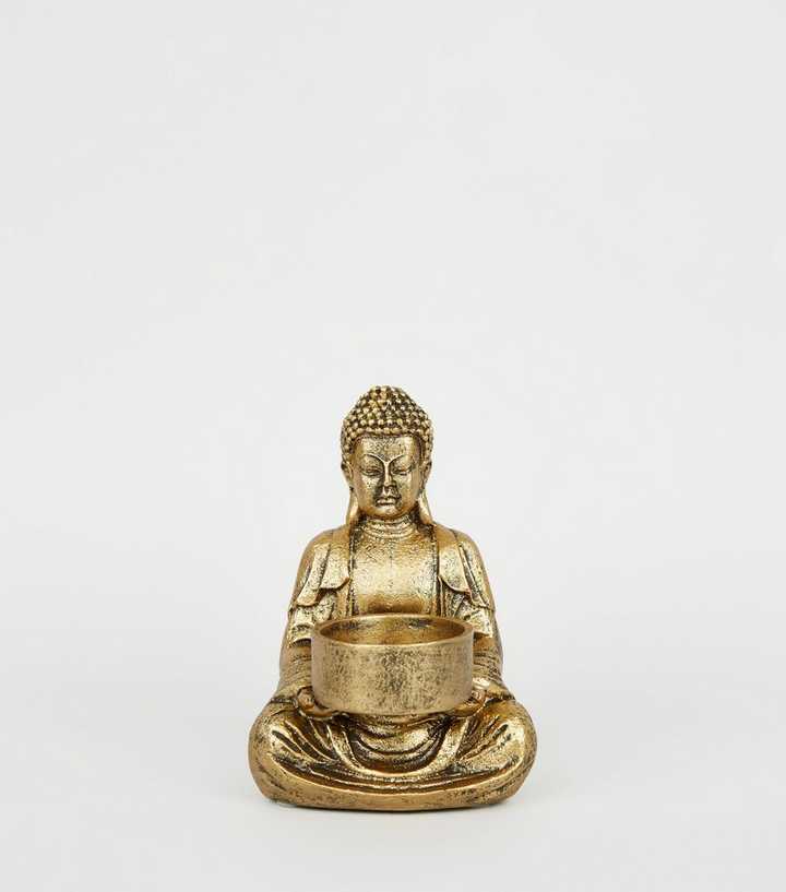 Gold Sitting Buddha Candle Holder