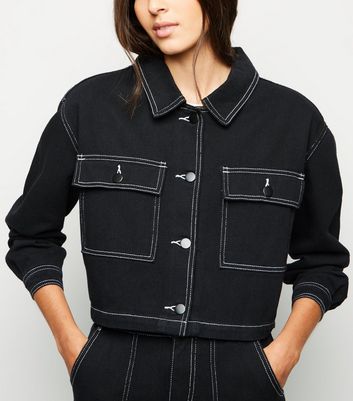 contrast stitch denim jacket