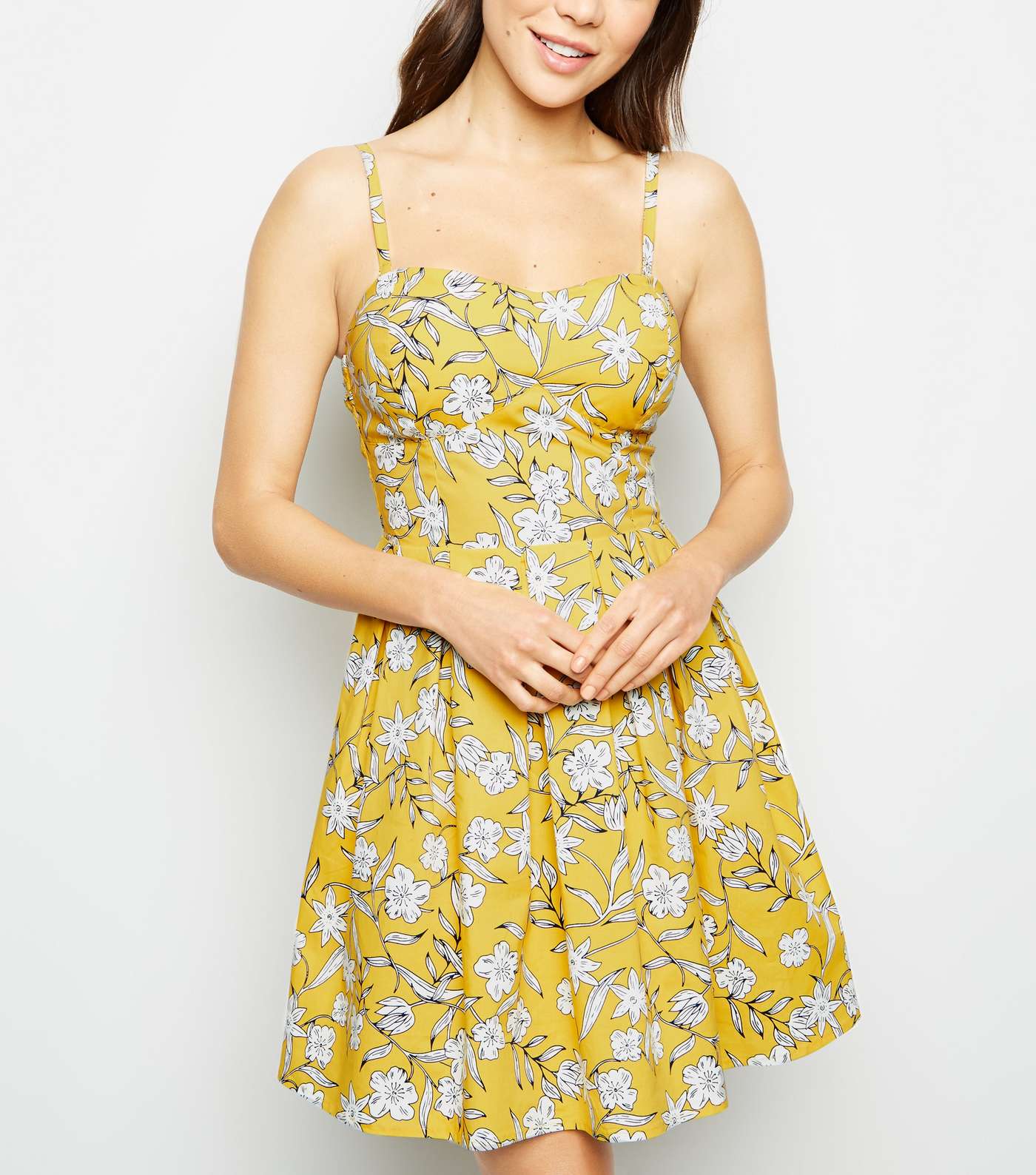 Cameo Rose Yellow Floral Bustier Dress