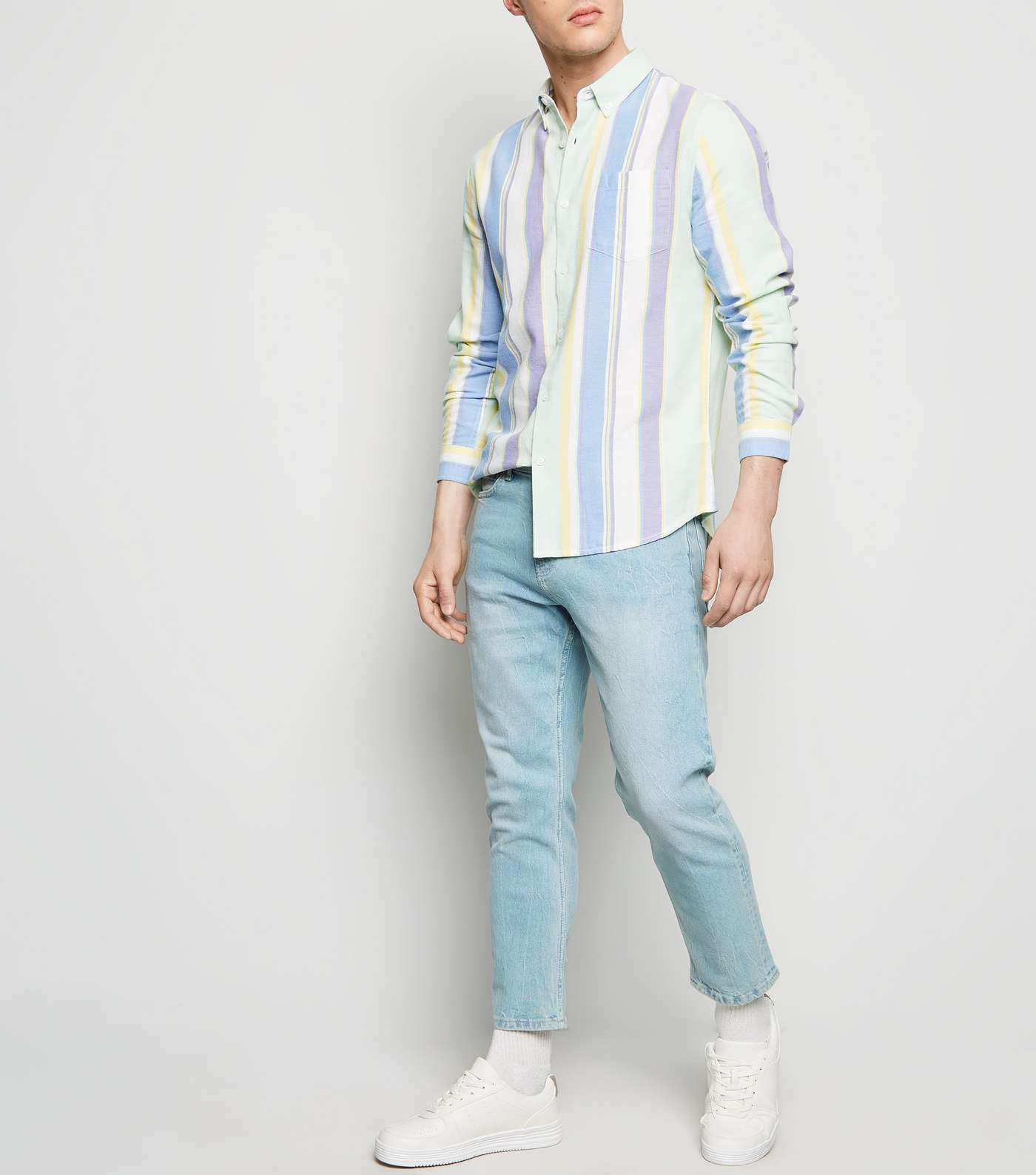 Multicoloured Vertical Pastel Stripe Long Sleeve Shirt Image 2
