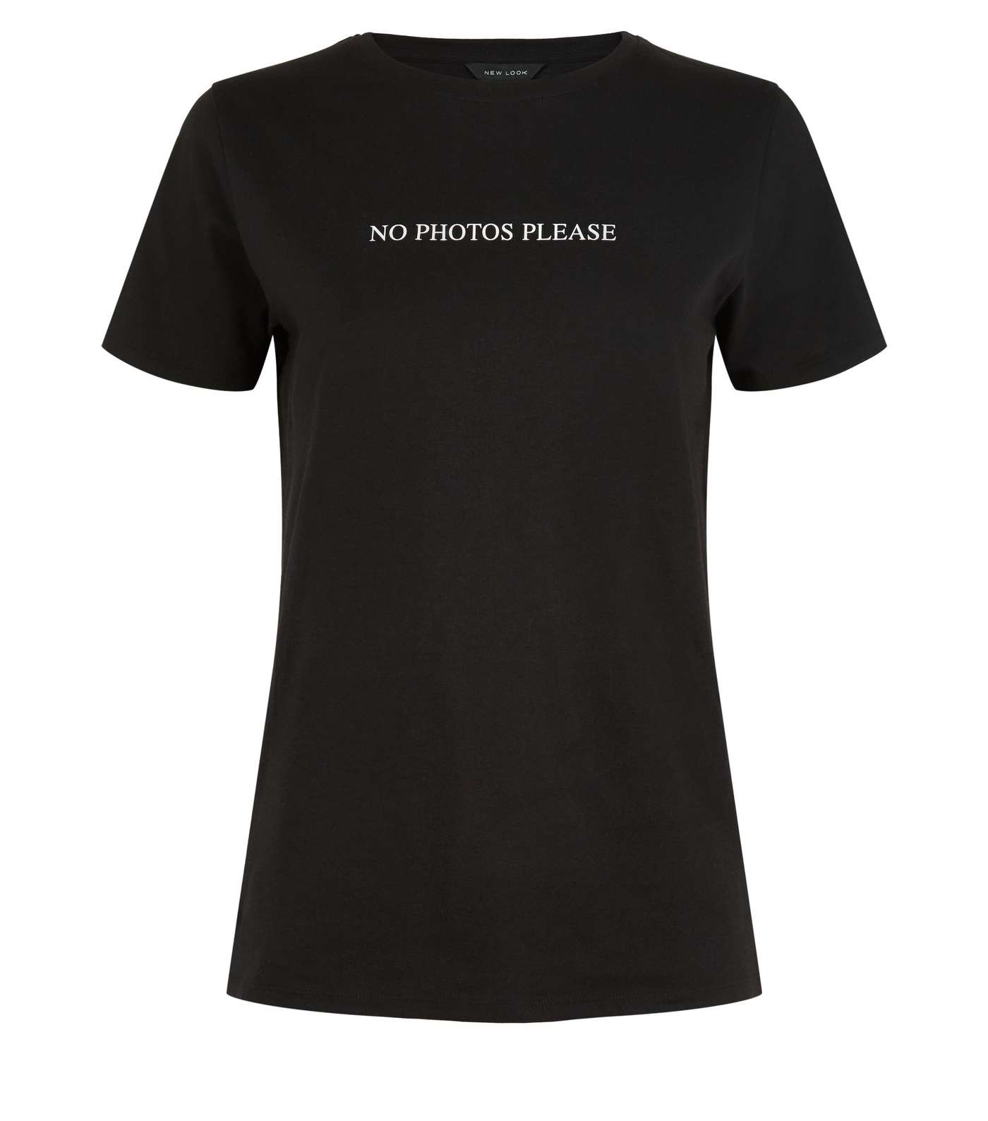 Black No Photos Please Slogan T-Shirt Image 4