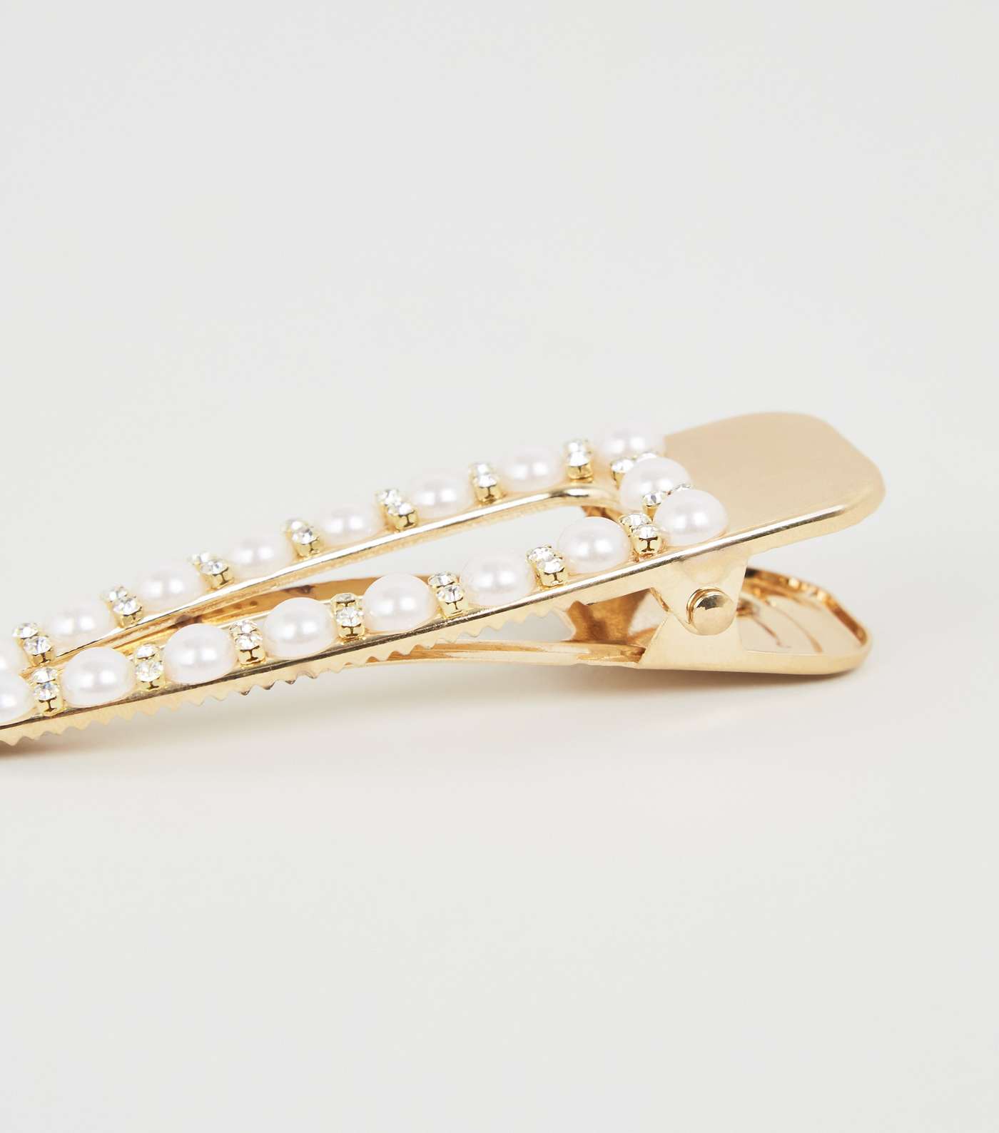 Gold Faux Pearl Hinge Hair Clip Image 3